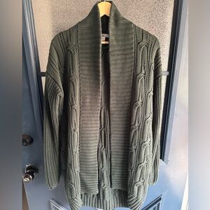 Bass Forest Green Cable Knit Cardigan